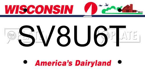 SV8U6T Wisconsin License Plate