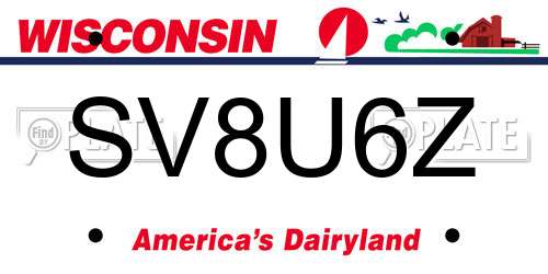 SV8U6Z Wisconsin License Plate