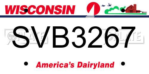 SVB3267 Wisconsin License Plate