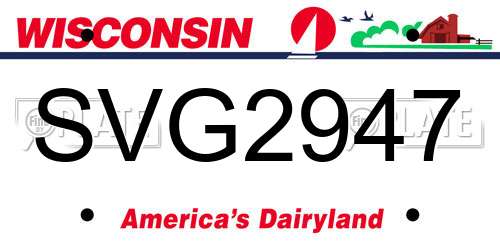 SVG2947 Wisconsin License Plate