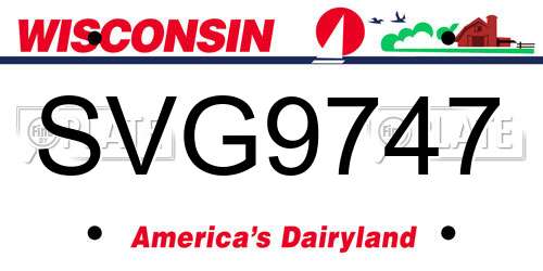 SVG9747 Wisconsin License Plate