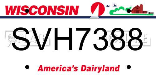 SVH7388 Wisconsin License Plate