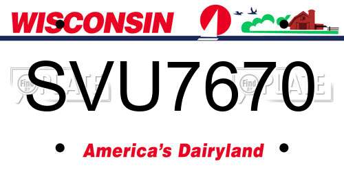 SVU7670 Wisconsin License Plate