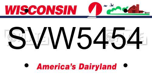 SVW5454 Wisconsin License Plate