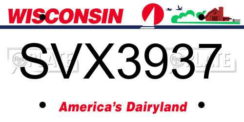 SVX3937 Wisconsin License Plate