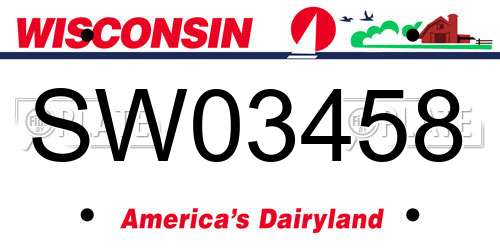 SW03458 Wisconsin License Plate