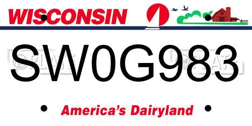 SW0G983 Wisconsin License Plate