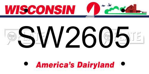 SW2605 Wisconsin License Plate