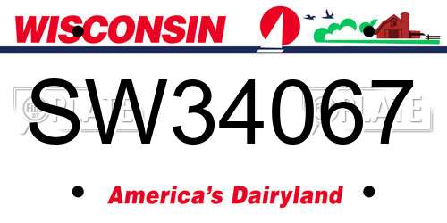 SW34067 Wisconsin License Plate
