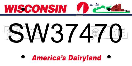 SW37470 Wisconsin License Plate