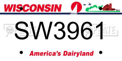 SW3961 Wisconsin License Plate