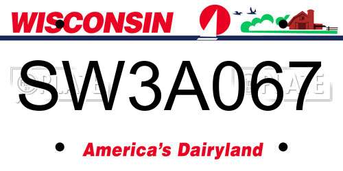 SW3A067 Wisconsin License Plate