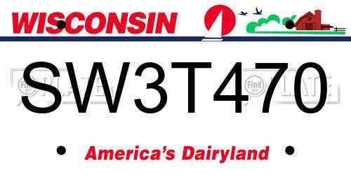 SW3T470 Wisconsin License Plate