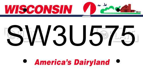 SW3U575 Wisconsin License Plate