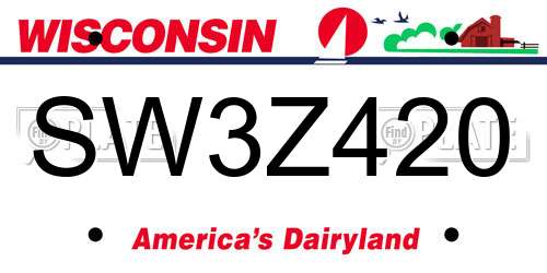 SW3Z420 Wisconsin License Plate