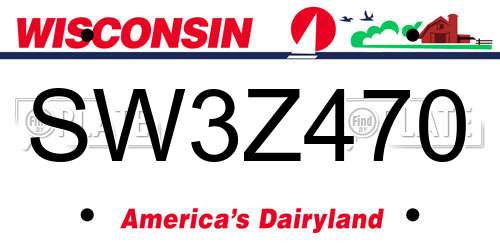SW3Z470 Wisconsin License Plate