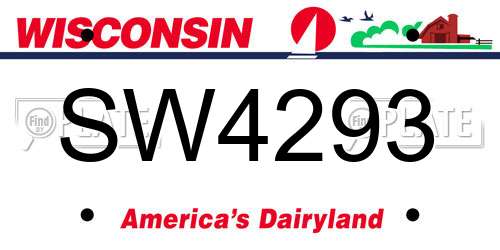 SW4293 Wisconsin License Plate