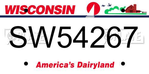SW54267 Wisconsin License Plate