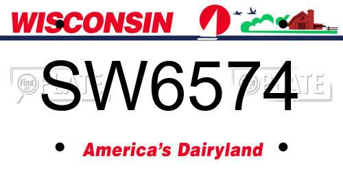 SW6574 Wisconsin License Plate