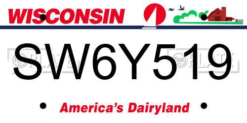 SW6Y519 Wisconsin License Plate