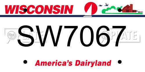 SW7067 Wisconsin License Plate