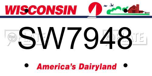 SW7948 Wisconsin License Plate