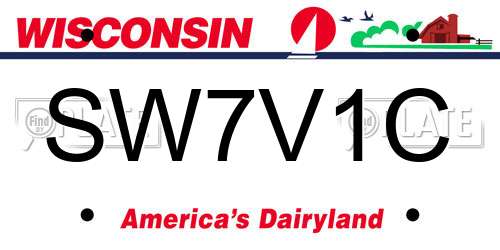 SW7V1C Wisconsin License Plate