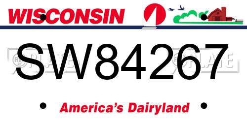 SW84267 Wisconsin License Plate