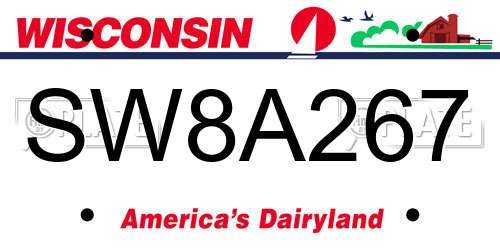 SW8A267 Wisconsin License Plate