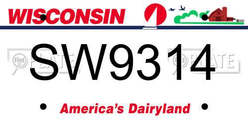 SW9314 Wisconsin License Plate