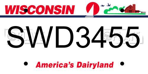 SWD3455 Wisconsin License Plate
