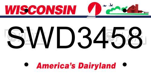 SWD3458 Wisconsin License Plate
