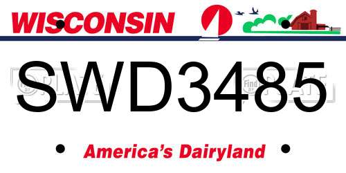 SWD3485 Wisconsin License Plate