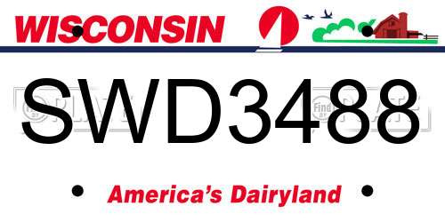 SWD3488 Wisconsin License Plate
