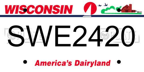 SWE2420 Wisconsin License Plate