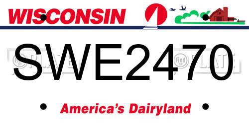SWE2470 Wisconsin License Plate
