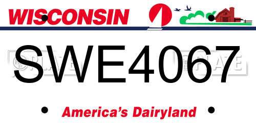 SWE4067 Wisconsin License Plate