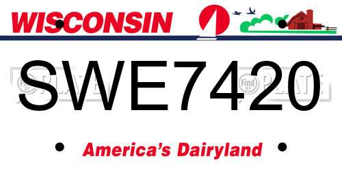 SWE7420 Wisconsin License Plate