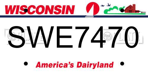 SWE7470 Wisconsin License Plate
