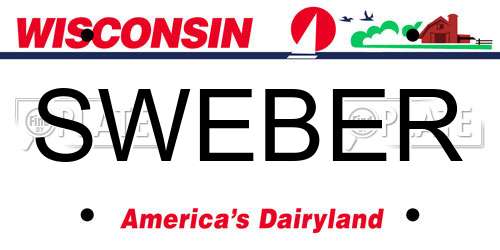 SWEBER Wisconsin License Plate