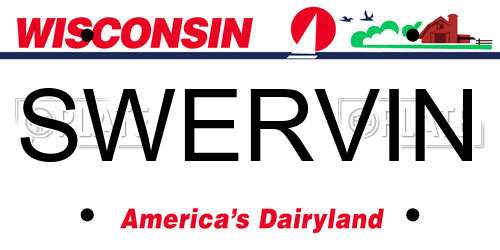 SWERVIN Wisconsin License Plate