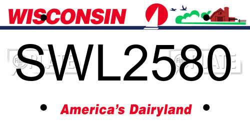 SWL2580 Wisconsin License Plate