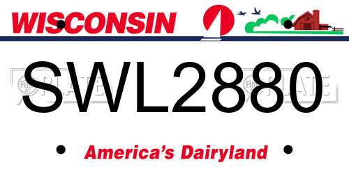 SWL2880 Wisconsin License Plate