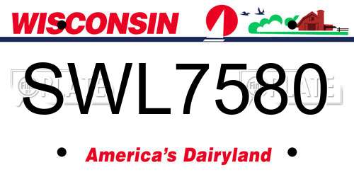 SWL7580 Wisconsin License Plate
