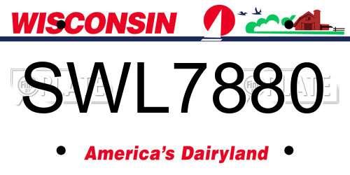 SWL7880 Wisconsin License Plate