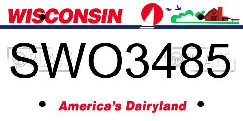 SWO3485 Wisconsin License Plate