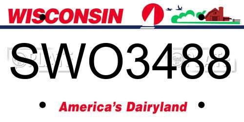 SWO3488 Wisconsin License Plate