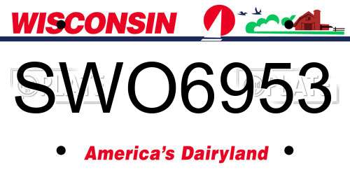 SWO6953 Wisconsin License Plate