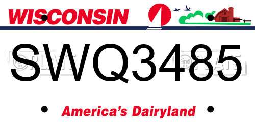 SWQ3485 Wisconsin License Plate
