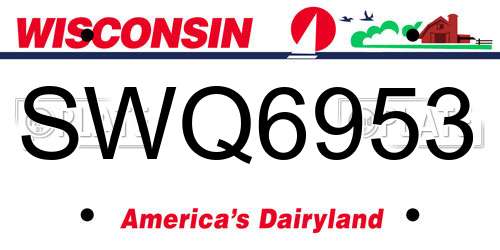 SWQ6953 Wisconsin License Plate